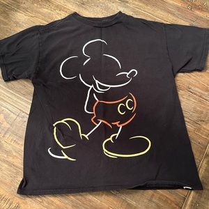 Mickey Mouse retro neon design, black Disney tee in youth medium